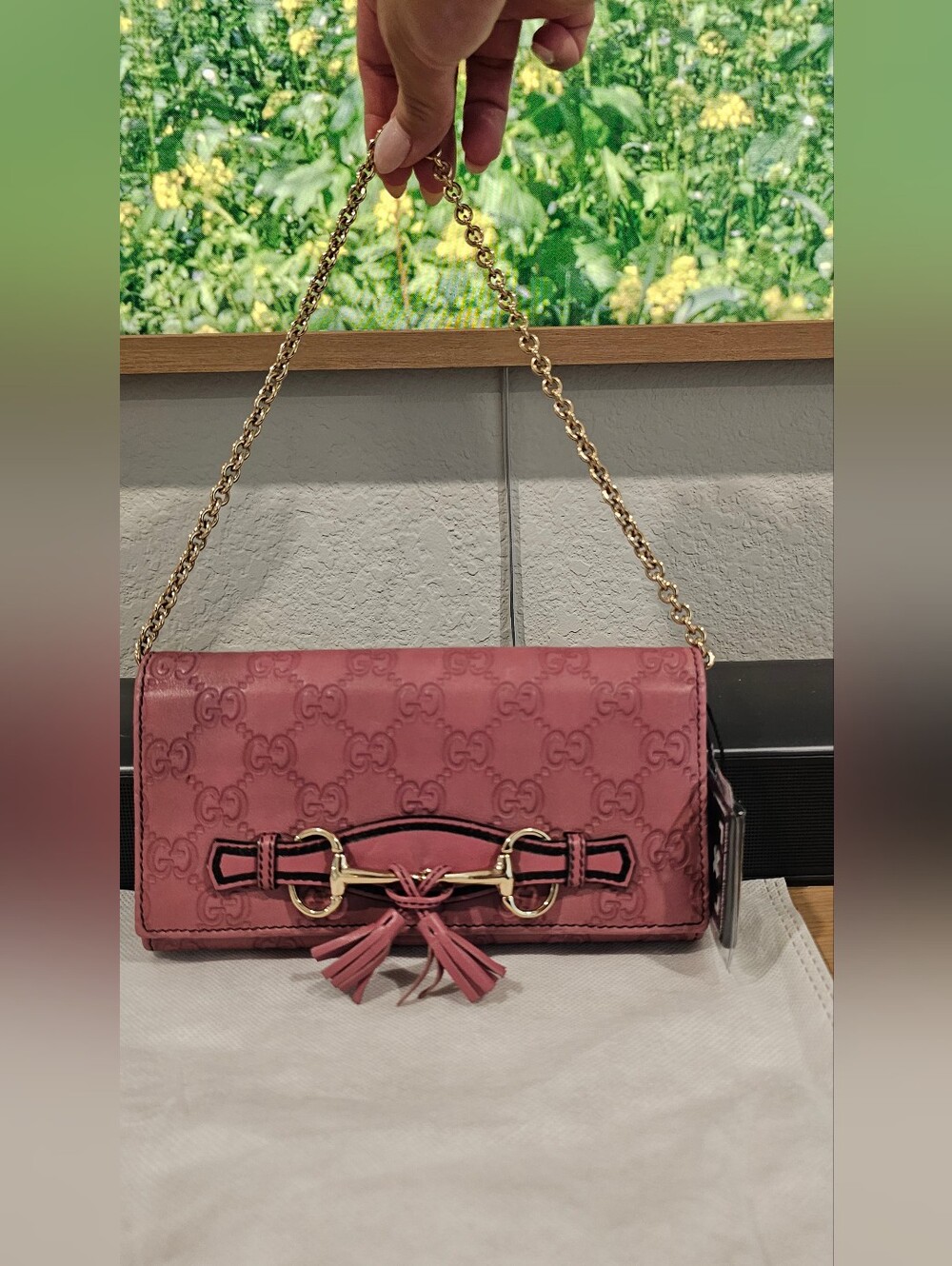 Gucci Emily Guccissima Wallet on Chain (WOC) – Dusty Pink | Horsebit Tassel |